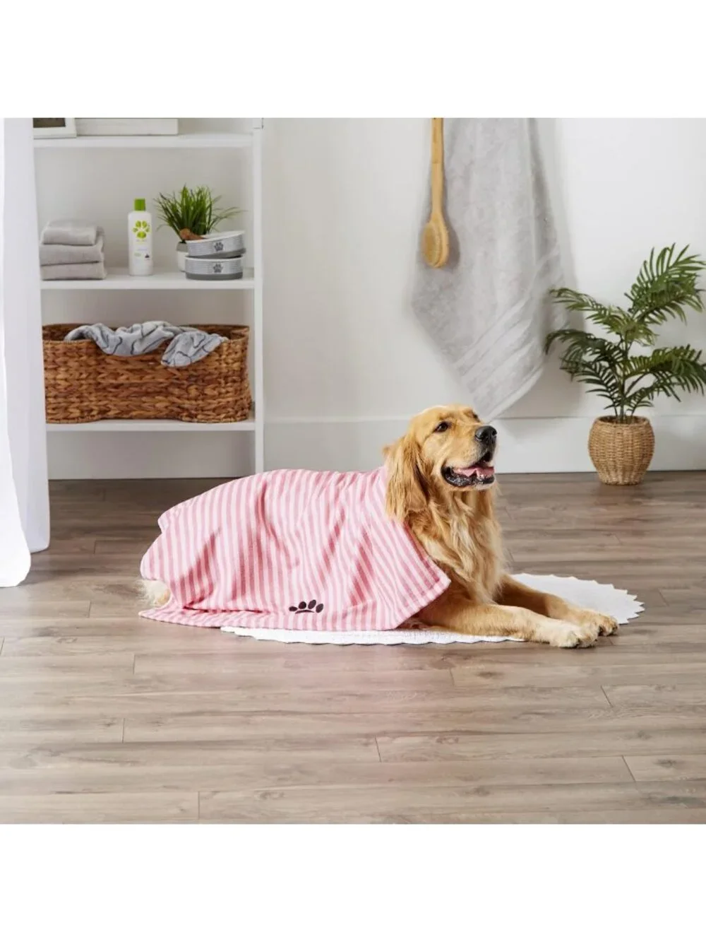 X-Large Microfiber Pet Grooming Towel - Soft, Absorbent, Striped Design, 41x23.5